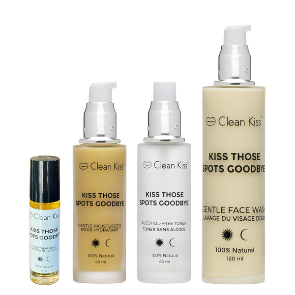 4 piece natural acne skincare set  by clean kiss