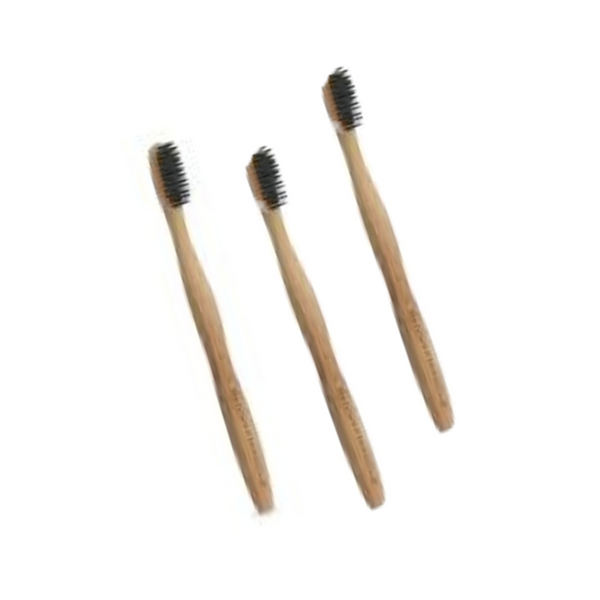 Bamboo toothbrush 3-pack eco-friendly in hemp cotton travel bag